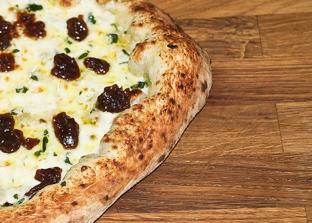 Garlic Bread with Fior Di Latte (mozzarella) and Caramelized Onion