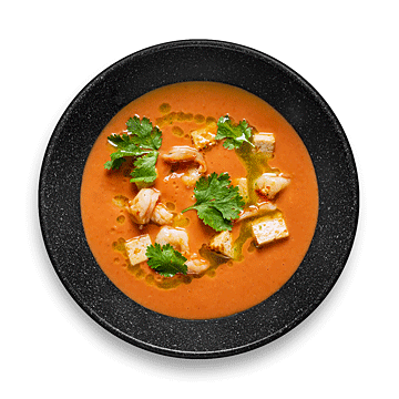 Холодный крем-суп с креветками